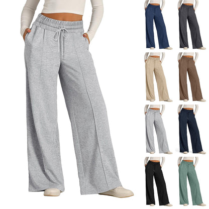 Solid Drawstring Straight Leg Sweatpants  Casual High Waist Loose Pants  Womens Clothing 9