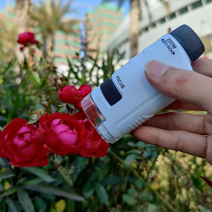 Educational Mini Handheld Microscope with LED Light Battery Powered Kid Science Experiment Pocket Microscope Kids Scienc