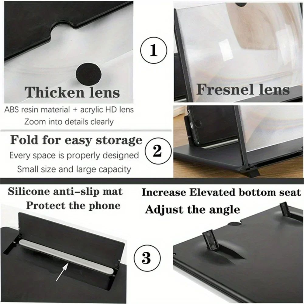 Phone Screen Magnifier Amplifier HD Video Magnifying Glass Folding Design For Smart Phone Bracket H