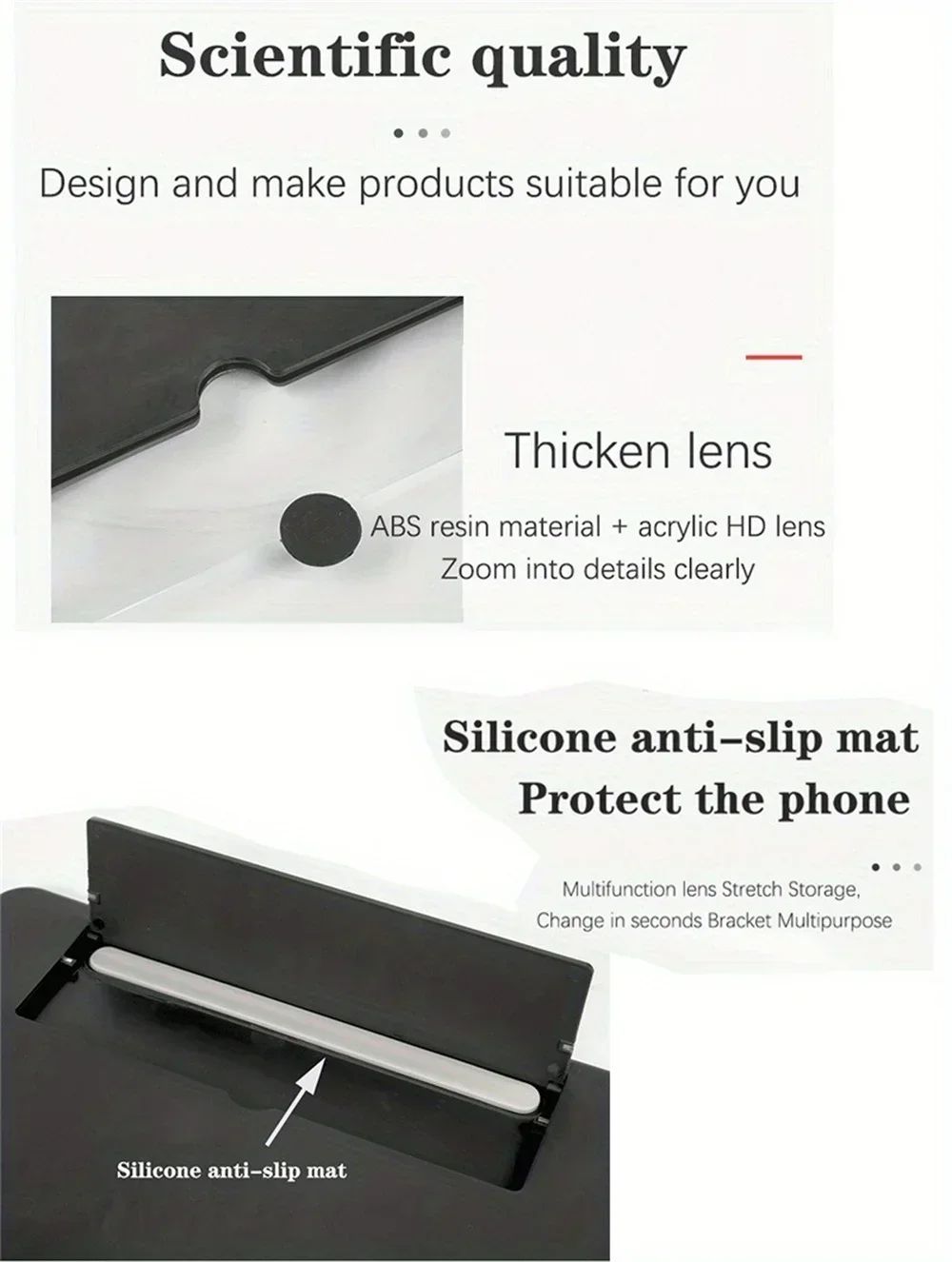 Phone Screen Magnifier Amplifier HD Video Magnifying Glass Folding Design For Smart Phone Bracket H