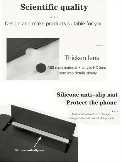 Phone Screen Magnifier Amplifier HD Video Magnifying Glass Folding Design For Smart Phone Bracket H