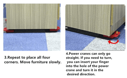 Heavy Duty Furniture Lifter with 4 Movable Wheels - High-Quality ABS Plastic & Steel, Red, Eliminates Back Pain