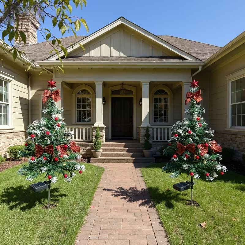 Solar Cedar Christmas Tree Lights  Outdoor Holiday Patio Garden Decor 4
