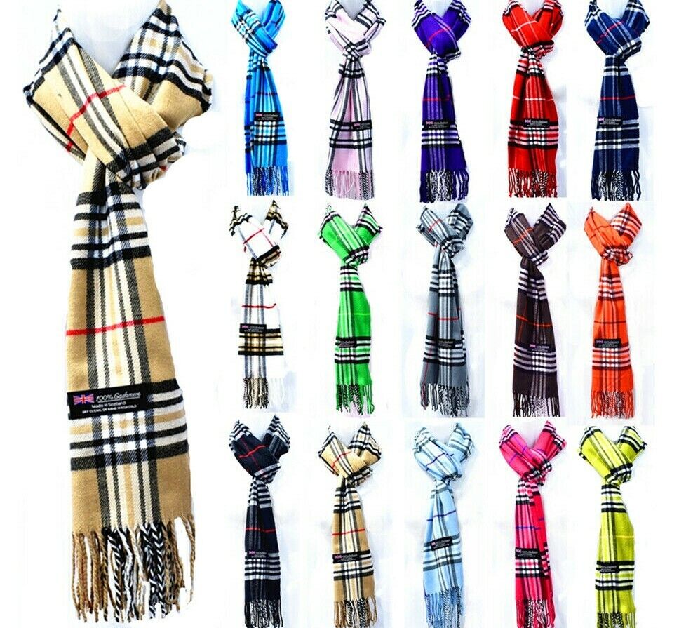 Plaid Cashmere Scarf Men Women Winter 13