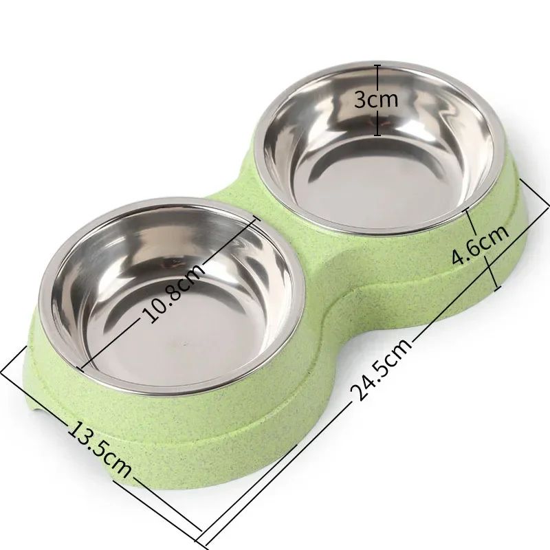 Stainless Steel Double Pet Food Bowl Feeding  Drinking 3
