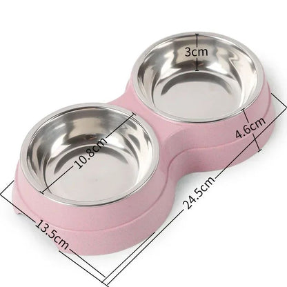 Stainless Steel Double Pet Food Bowl Feeding  Drinking 4
