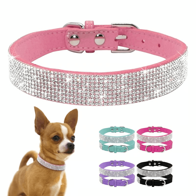 Bling Rhinestone Leather Pet Collar  Leash Set For SmallMedium Dogs  Cats 1