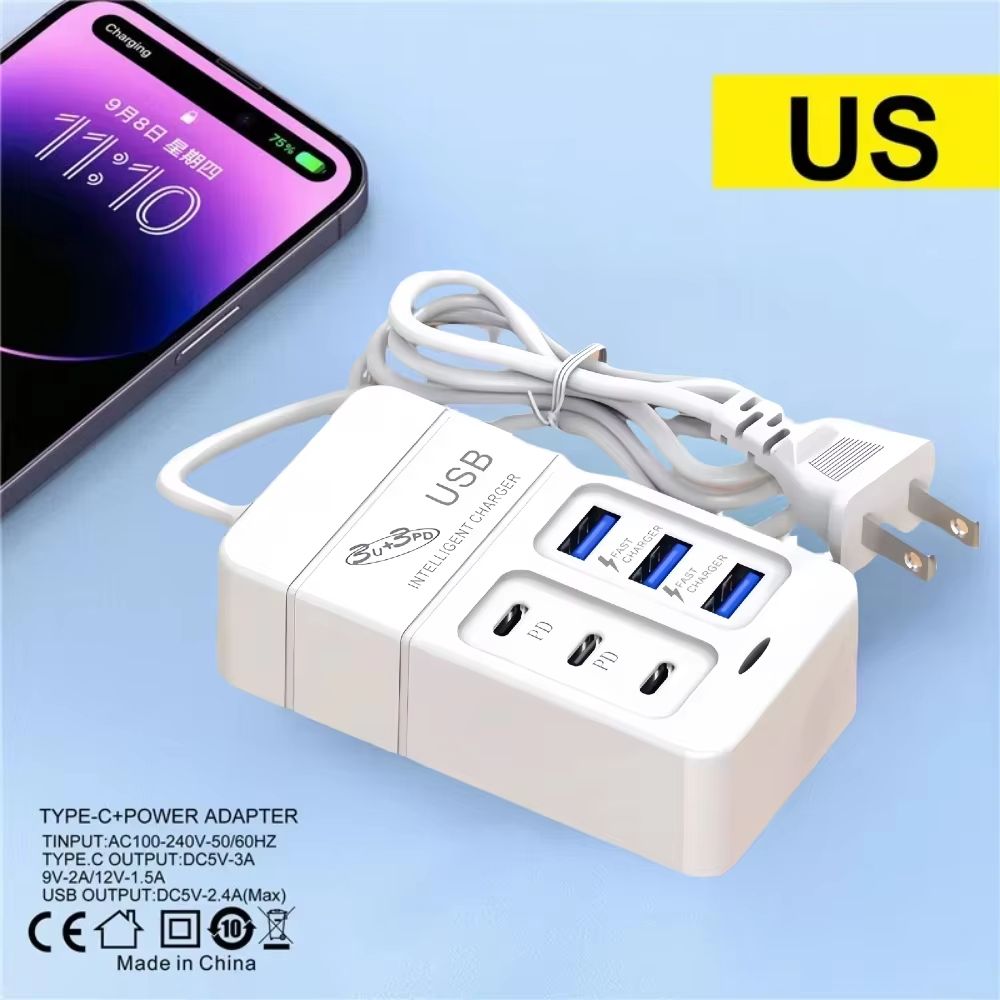 MultiPort USB Wall Charger Fast Charging With Type C  Quick Charge For IPhone Samsung Xiaomi  More 6
