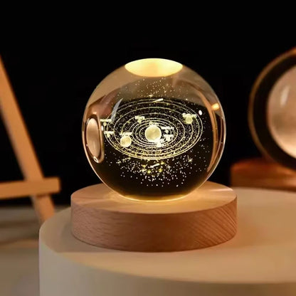 3D Crystal Ball Night Light Pokemon Doraemon  Hello Kitty Laser Carved Planet Perfect Birthday Gift