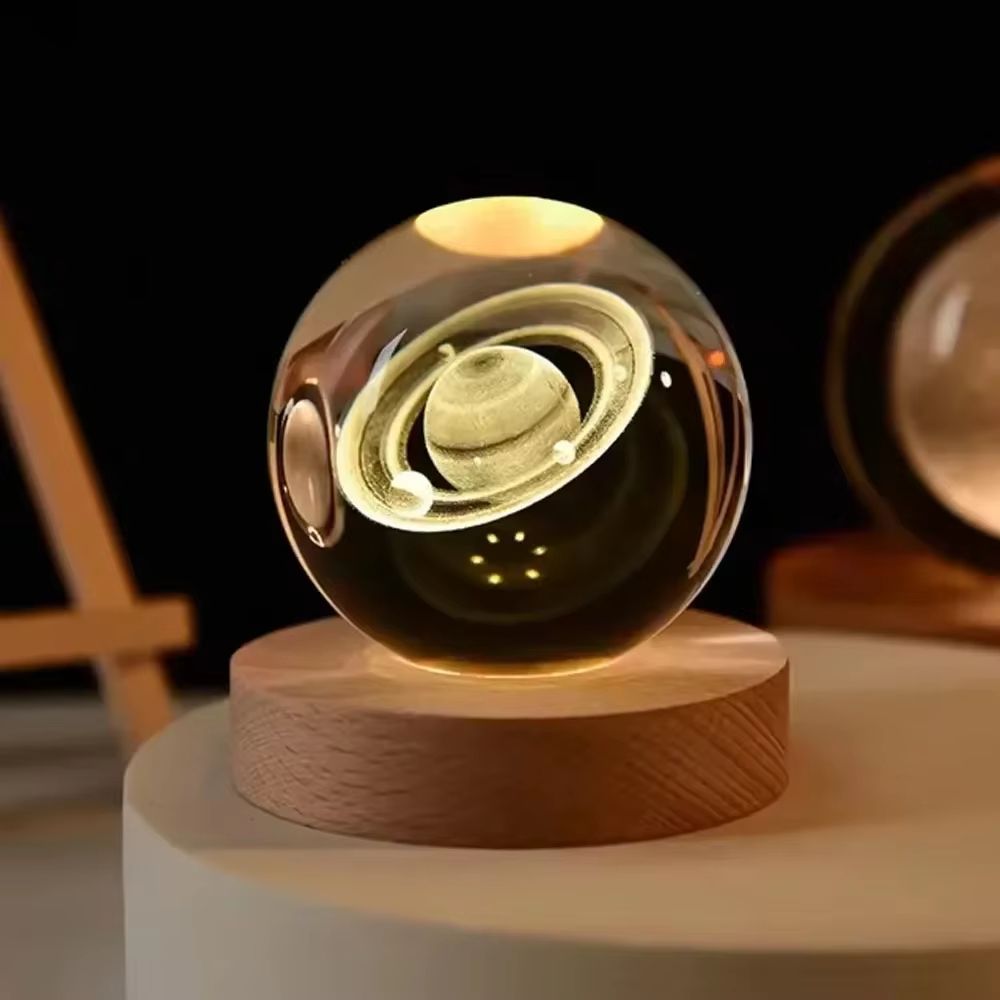 3D Crystal Ball Night Light Pokemon Doraemon  Hello Kitty Laser Carved Planet Perfect Birthday Gift