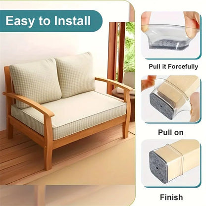 Square Chair Leg Floor Protectors Silicone Furniture Pads For Hardwood Floors Furniture Sliders For 2