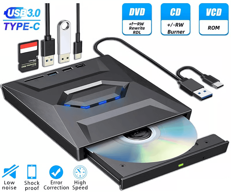 External CD DVD Drive USB Writer Burner Player For PC Laptop Windows Mac Portable Optical Drive Wit 1