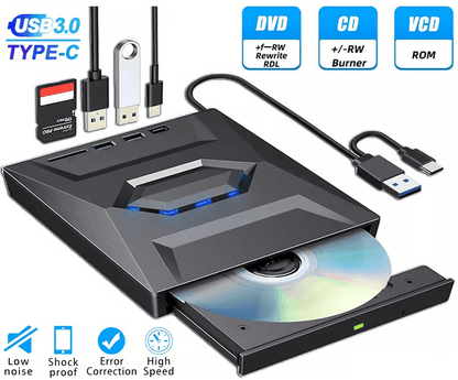 External CD DVD Drive USB Writer Burner Player For PC Laptop Windows Mac Portable Optical Drive Wit 1