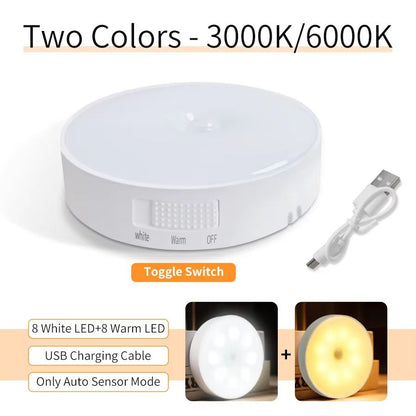 Magnetic Wireless LED Night Light With Switch Smart Motion Sensor USB Rechargeable Warm White Wall  8