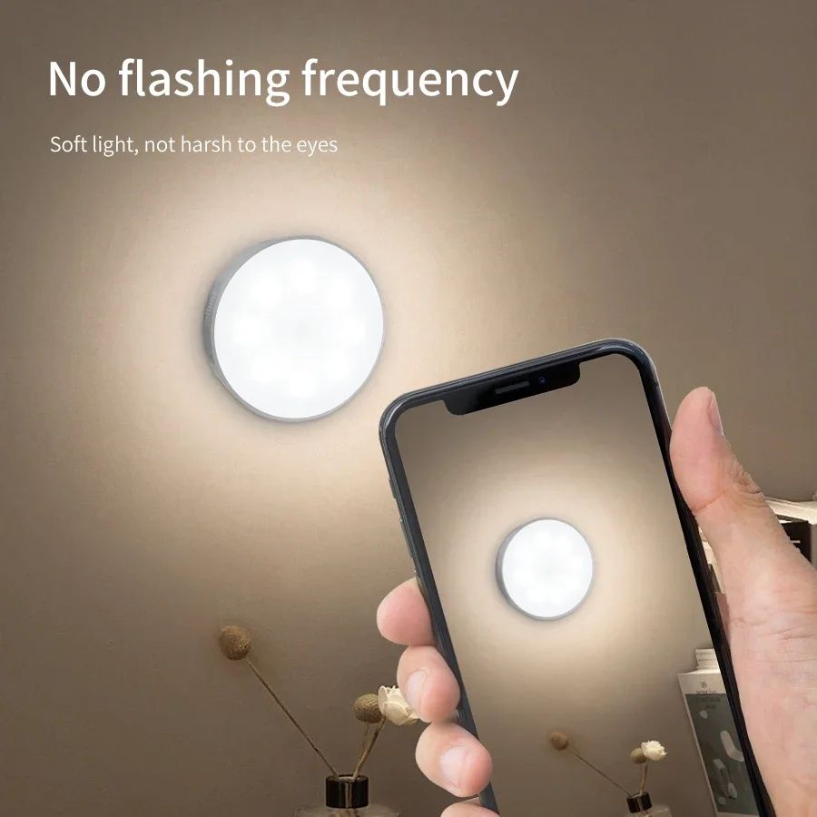 Magnetic Wireless LED Night Light With Switch Smart Motion Sensor USB Rechargeable Warm White Wall  1