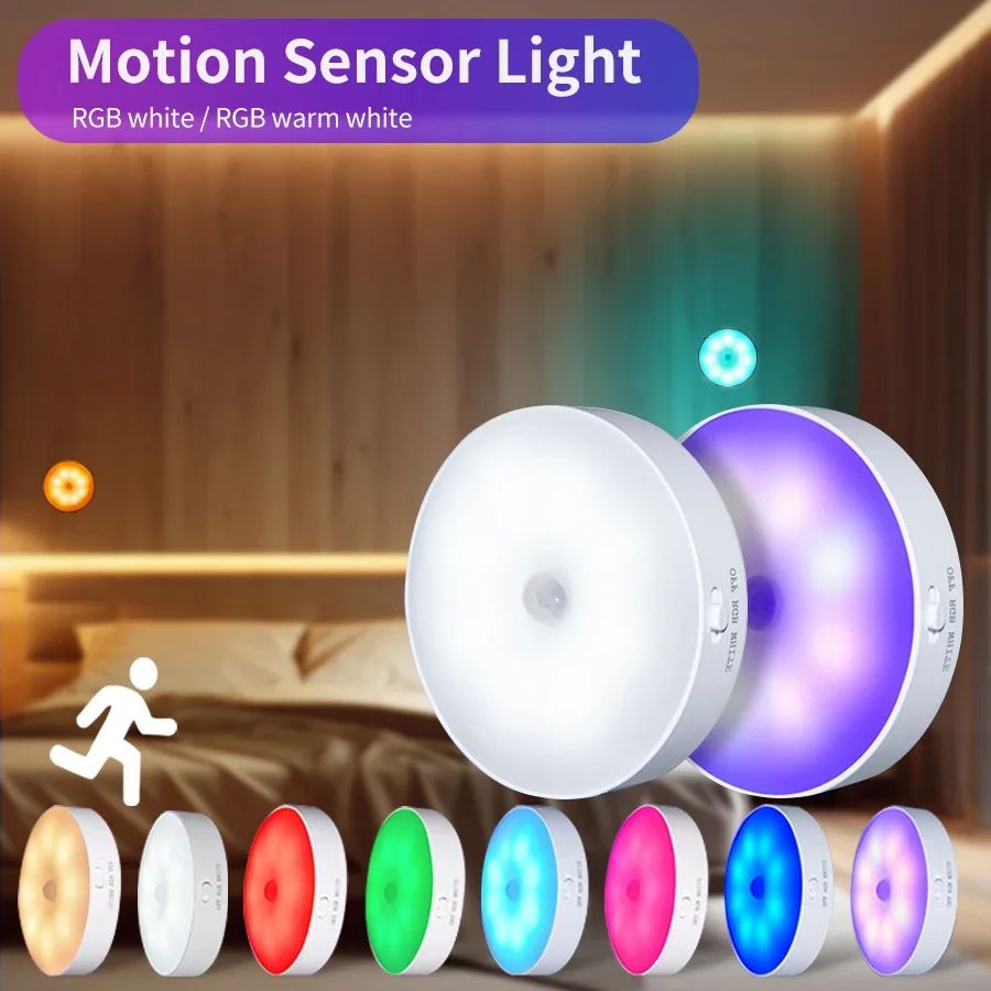 Magnetic Wireless LED Night Light With Switch Smart Motion Sensor USB Rechargeable Warm White Wall  4