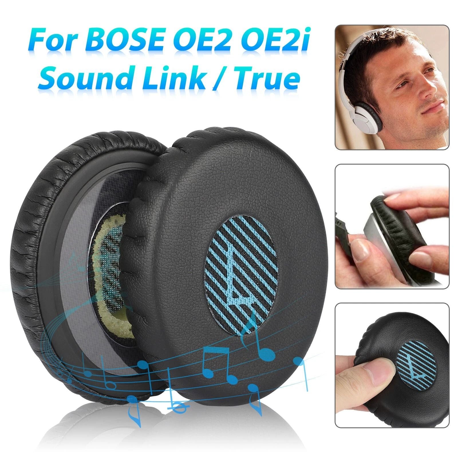 Replacement Ear Pads For Bose OE2 OE2i SoundLink SoundTrue OnEar  Memory Foam Cushions Protein Leat 4