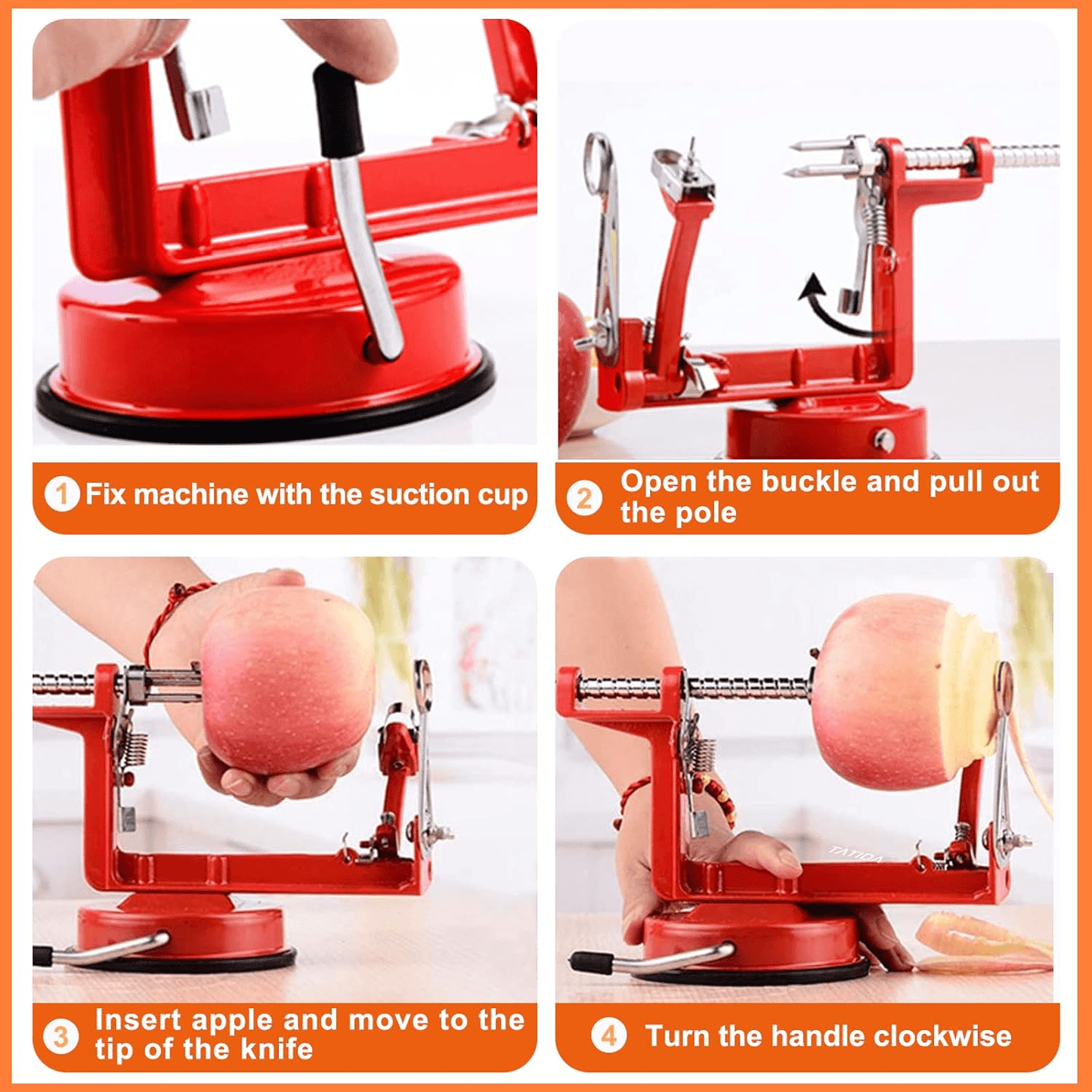 Stainless Steel HandCranked Fruit Peeler Potato Apple Peeling Machine With Suction Base For Kitchen 6