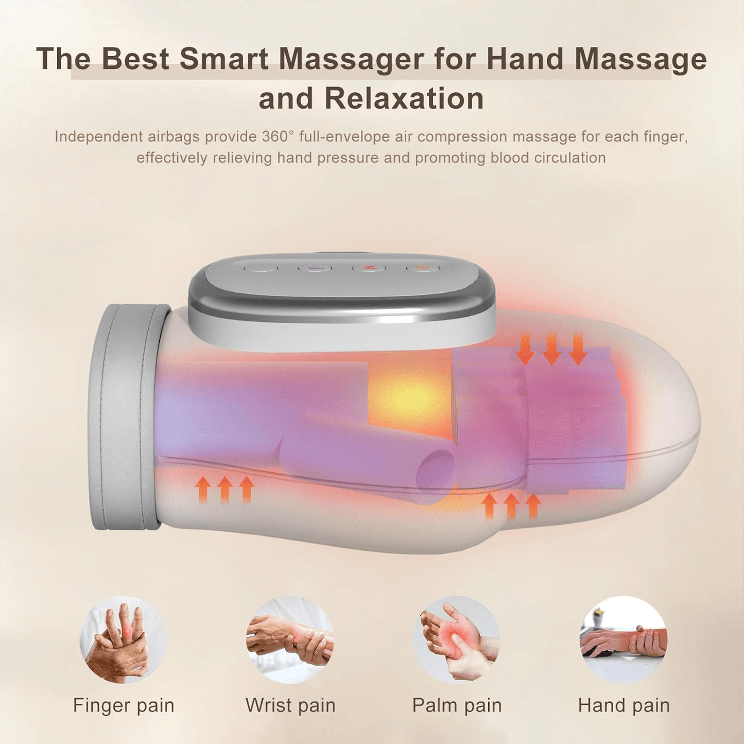 Hand Massager With Heat Compression Electric Finger  Wrist Massager With Kneading Rollers Vibrating 2