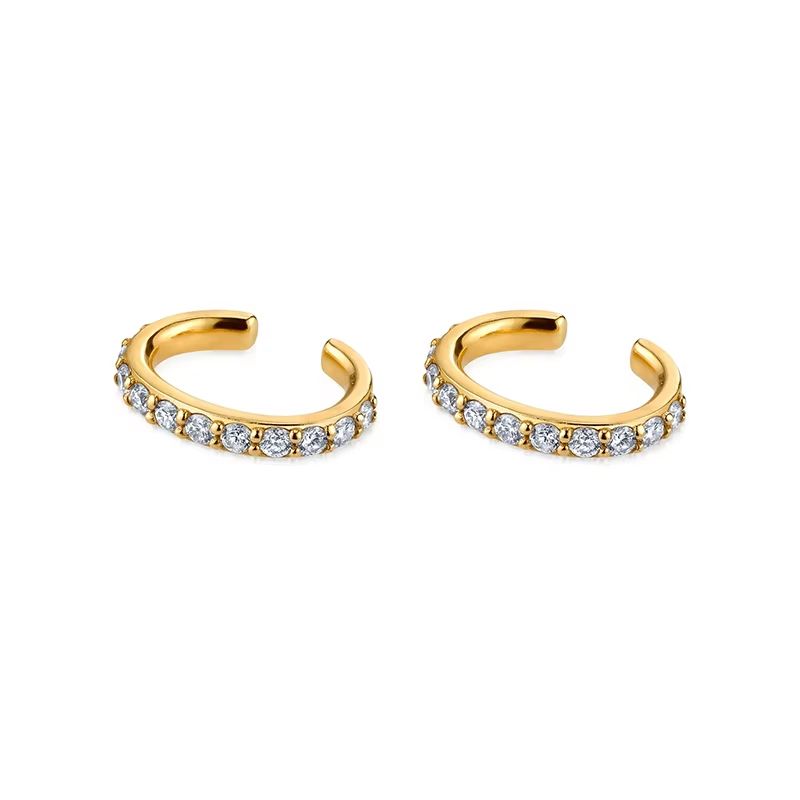 Women Gold Filled Stud Earrings Set Colorful Zircon Dangle Hoop Earrings Fashion Party Ear Cuffs 9