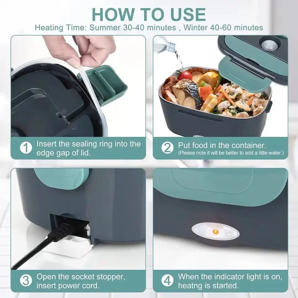 Electric Lunch Box Food Warmer Portable Food Heater For Car Or Home LeakProof Lunch Heating Microwa 3