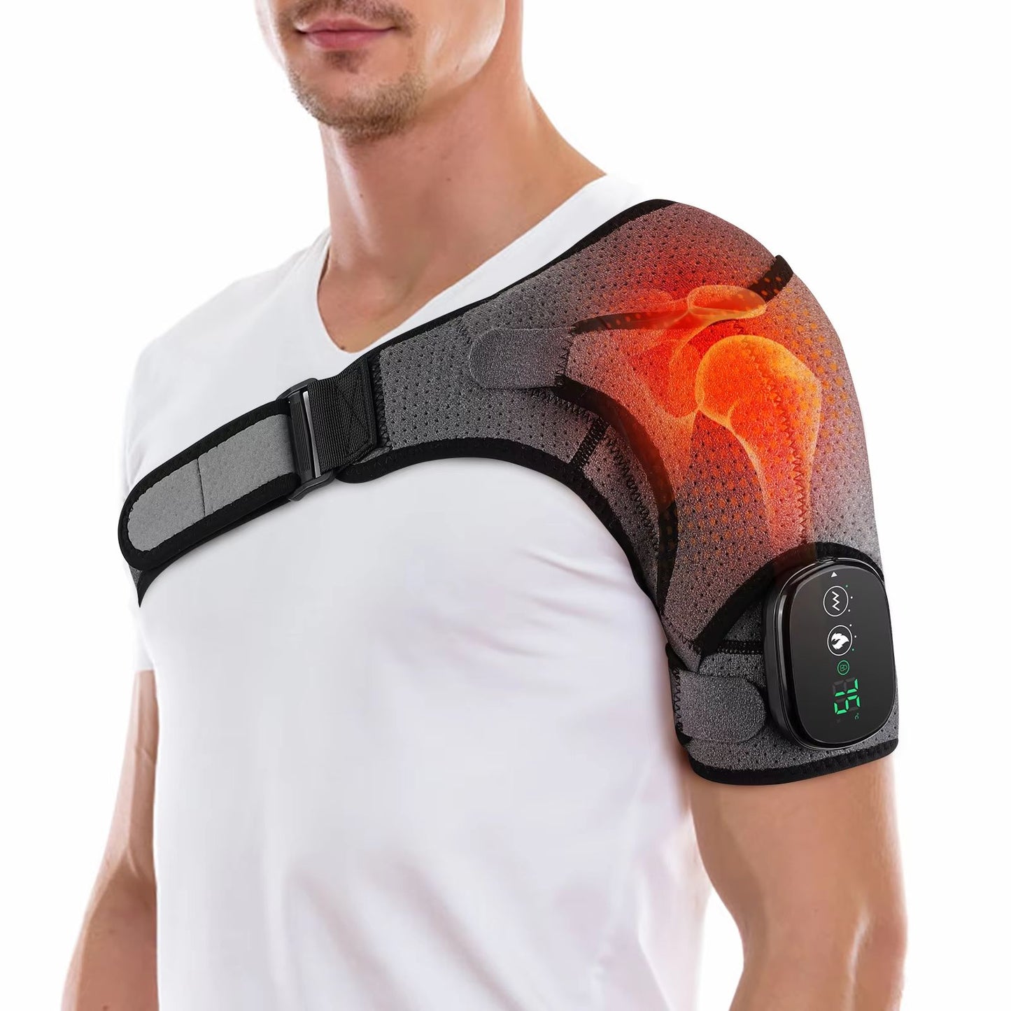 Electric Heating Shoulder Massager Vibration Massage Shoulder Brace Support Belt Arthritis Pain