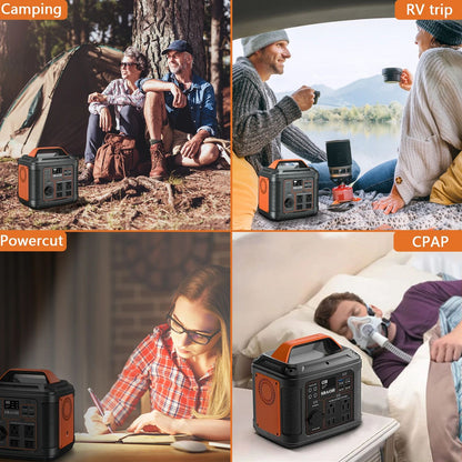 Portable Power Station Solar Generator With Quick Charge Ports  LED Flashlight Lithium Battery Back