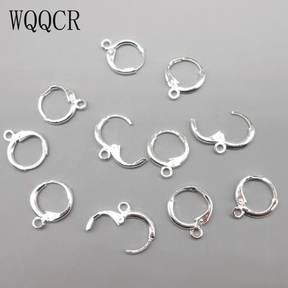 Wholesale 50 PCS Genuine 925 Sterling Silver Korean DIY 12MM Hoop Earrings For Women  Fashion Jewel 2