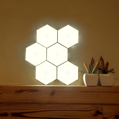 Hexagon Modular Touch LED Tile Lights, Customizable Magnetic Wall Decor (Set of 5)