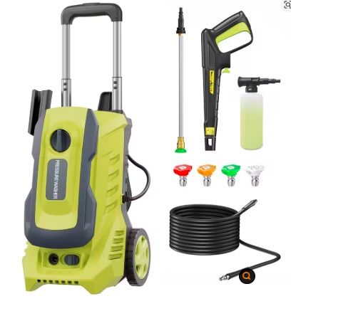 Electric High Pressure Washer Max QuickConnect Nozzles Telescopic Handle Foam Cannon Heavy Duty Pow 5