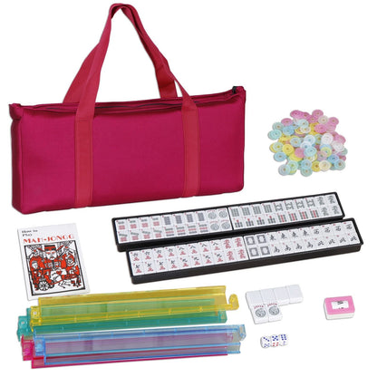 Premium American Mahjong Set with 166 Tiles, 4 Pushers/Racks & Portable Carry Bag