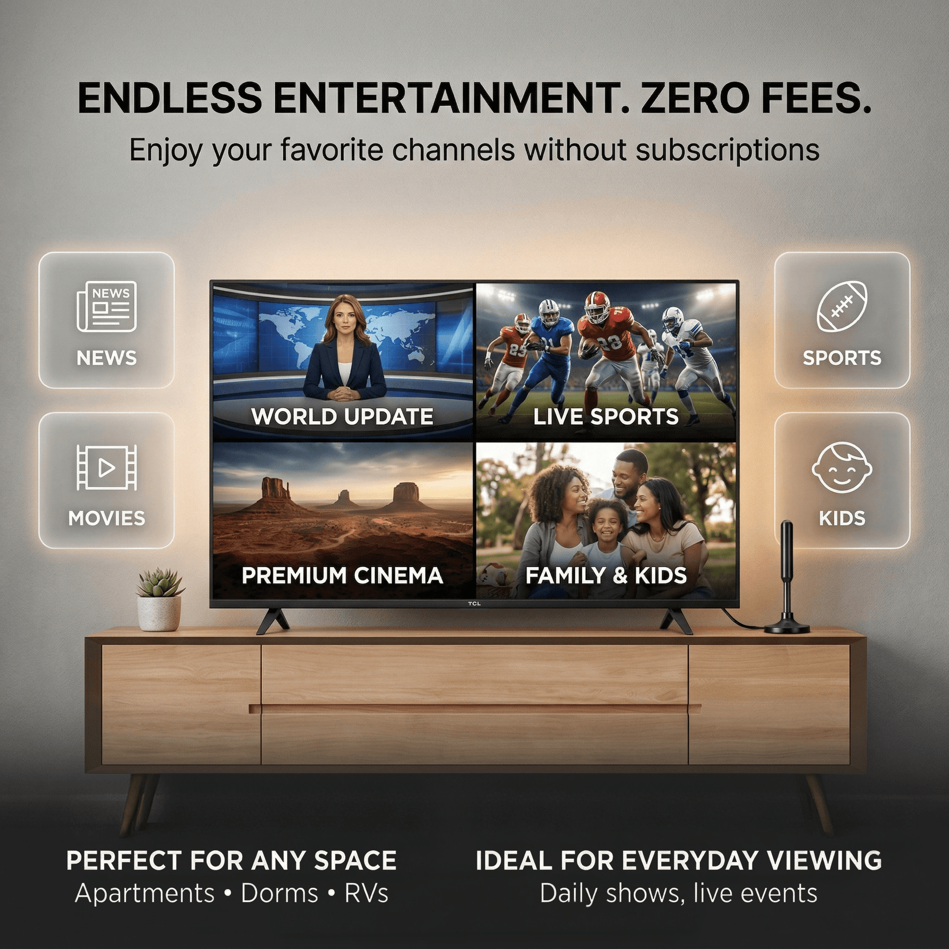 Long Range Indoor HDTV Antenna Upgraded Digital HD TV Antenna With Signal Booster Reception For Fre 1