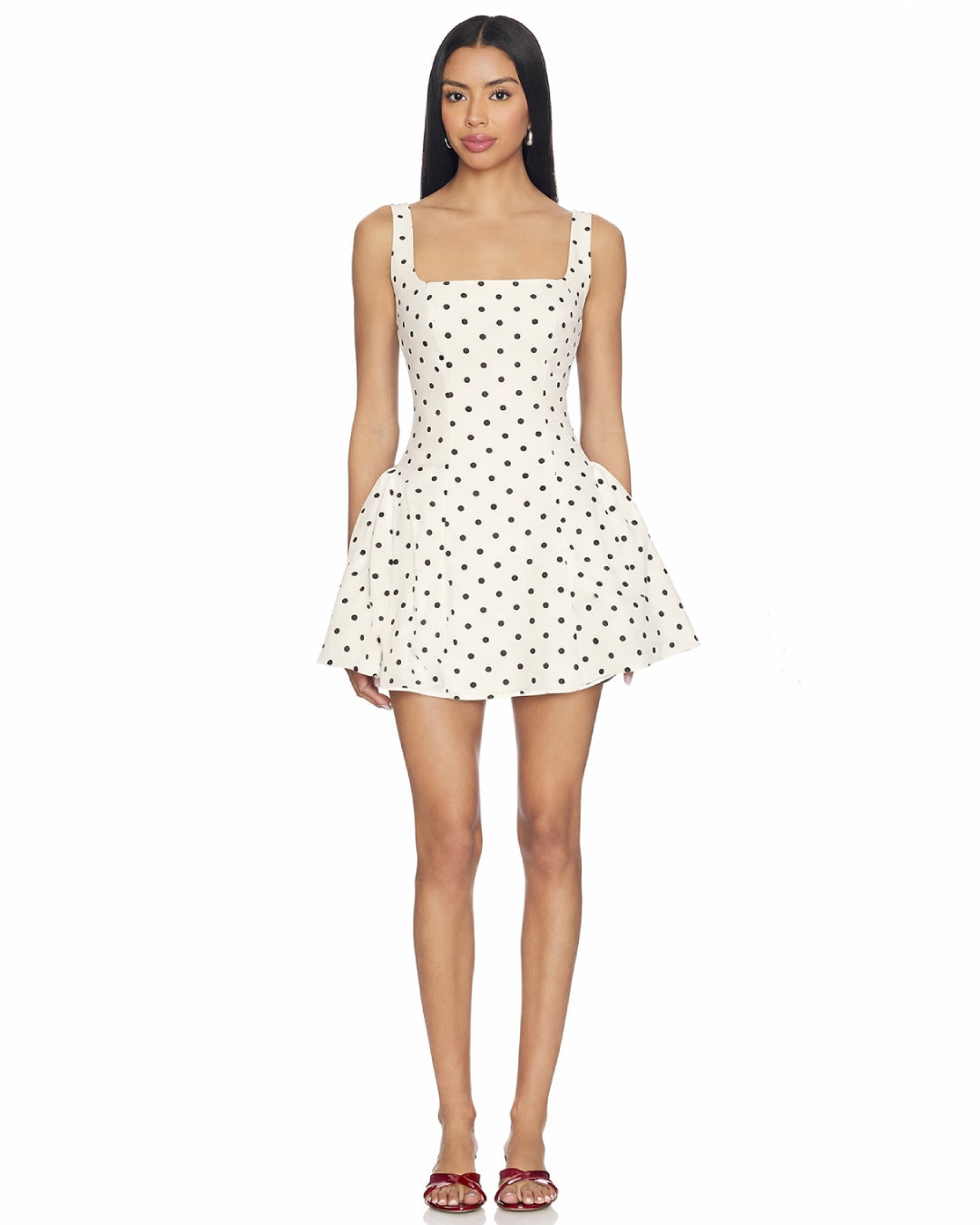 Jenny Mini Dress Black and White Micro Polka Dot Print