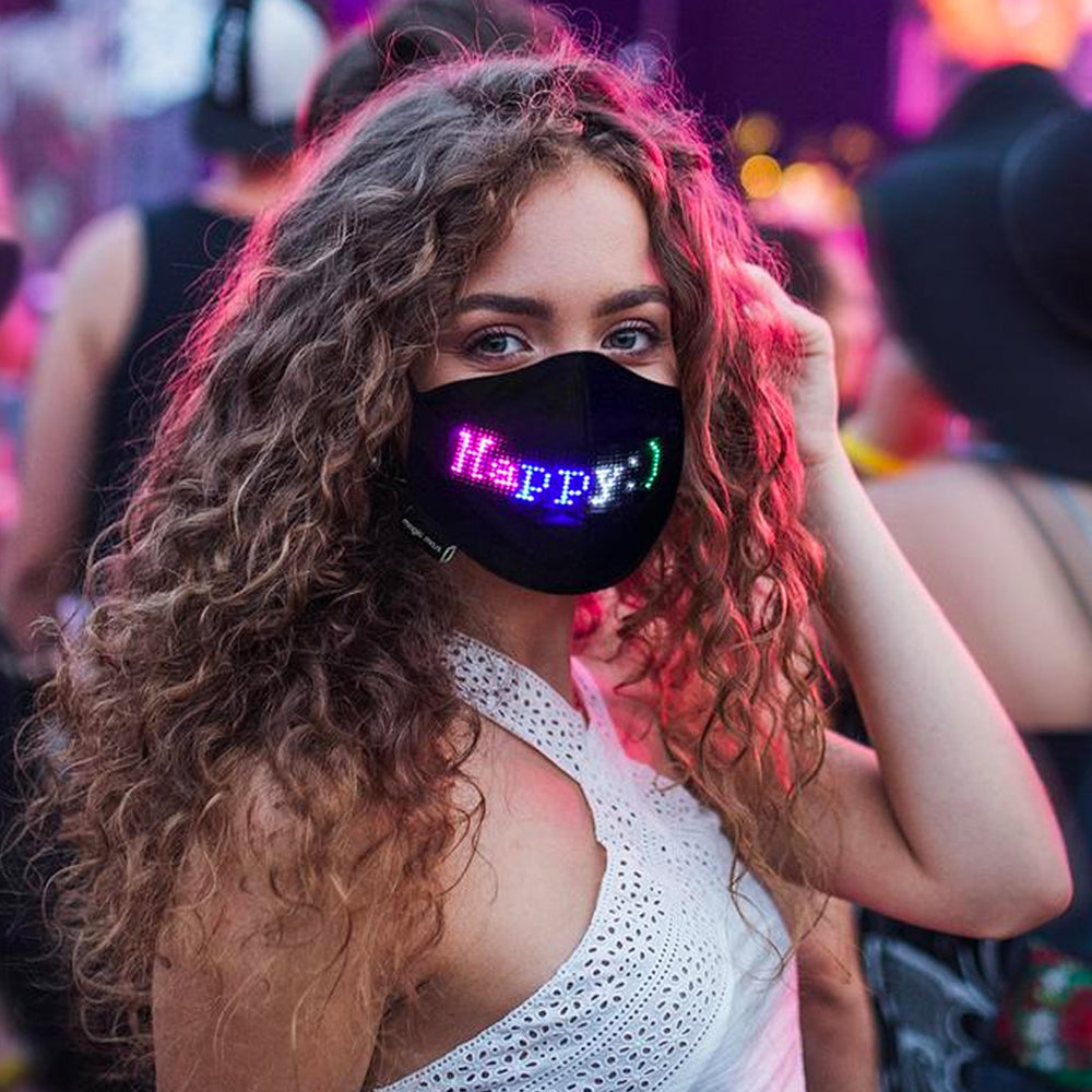 Rechargeable luminous face masks for parties