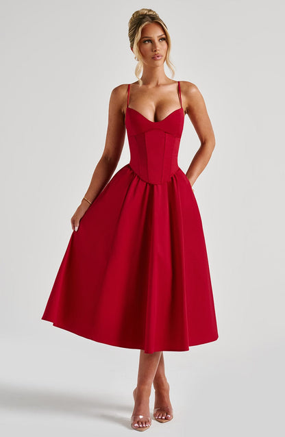 Mariella Midi Dress Red