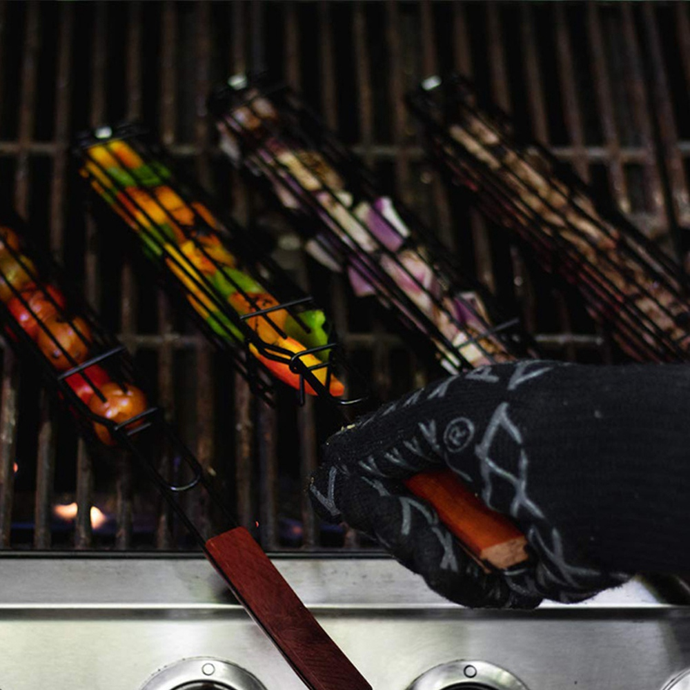 Non-stick Slim Kabob Grilling Baskets for Outdoor Grill 3