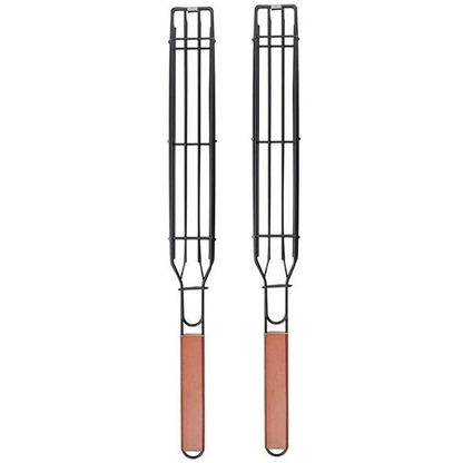 Non-stick Slim Kabob Grilling Baskets for Outdoor Grill Pair