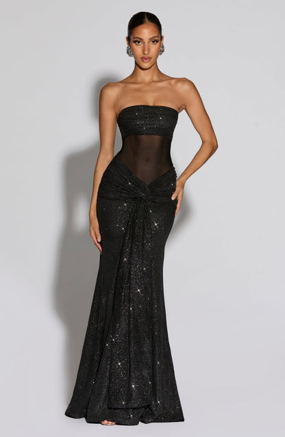 Paula Maxi Dress Black Sparkle