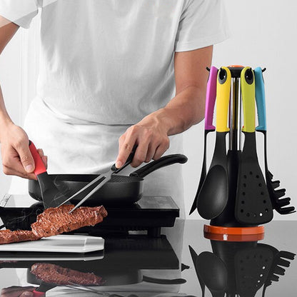 Rotating Kitchen Utensil Carousel  7Piece Utensil Carousel Organizer with Carousel Stand