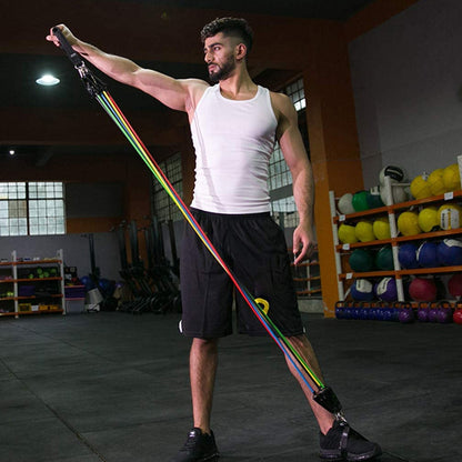 Durable latex exercise bands with door anchor for strength training