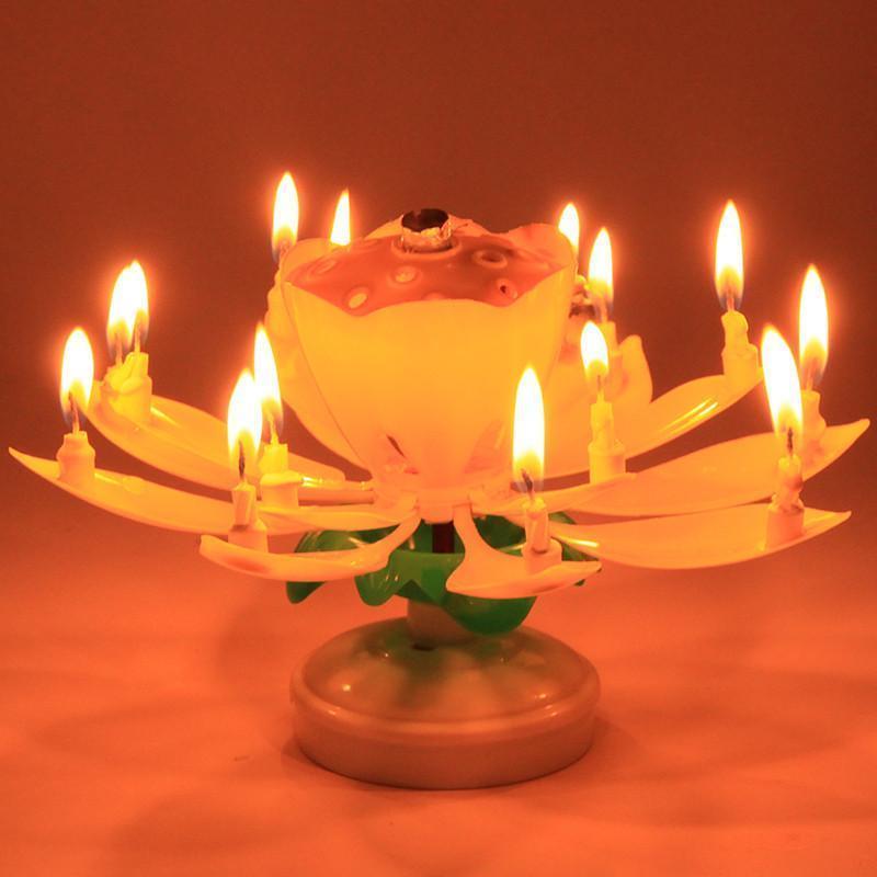 happy birthday flower candle