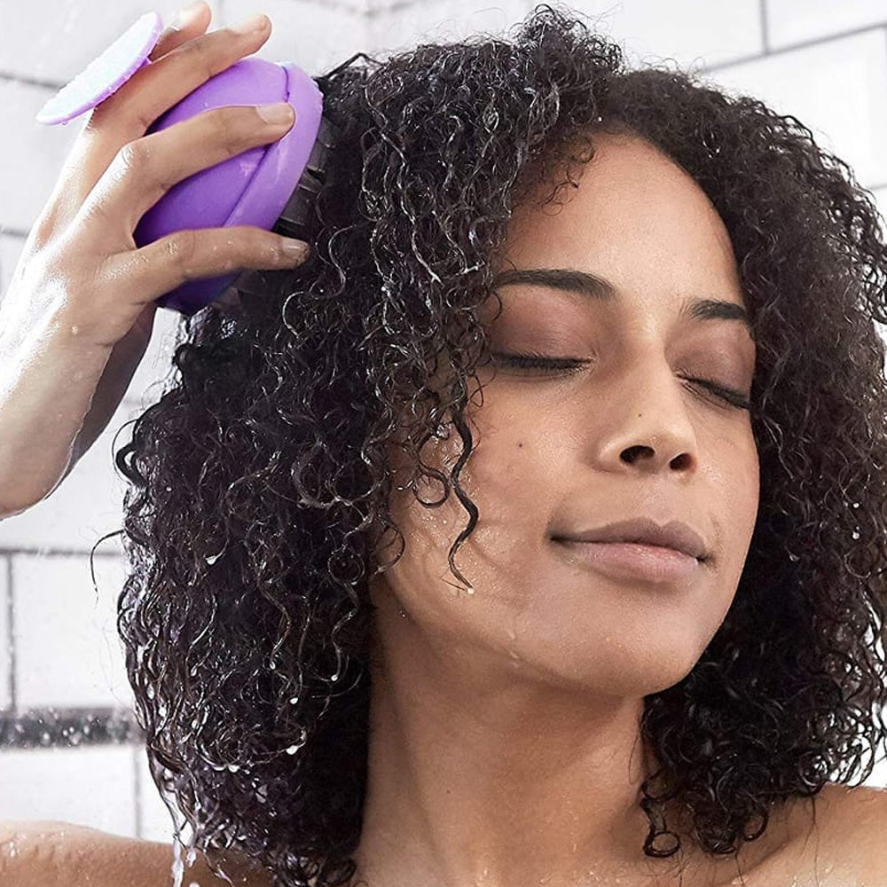 Silicone Scalp Massager Dandruff Remover Shampoo Brush for Healthy Hair  Purple 1