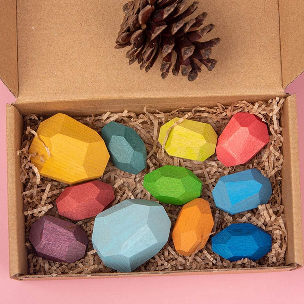 Tumi Ishi Wooden Rock Balancing Toy 11 Pieces