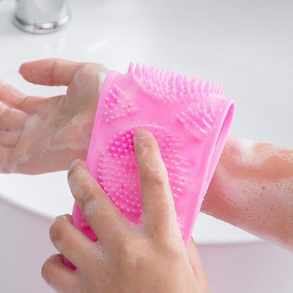 Exfoliating Silicone Wet & Dry Body Scrubber Brush Pink 1
