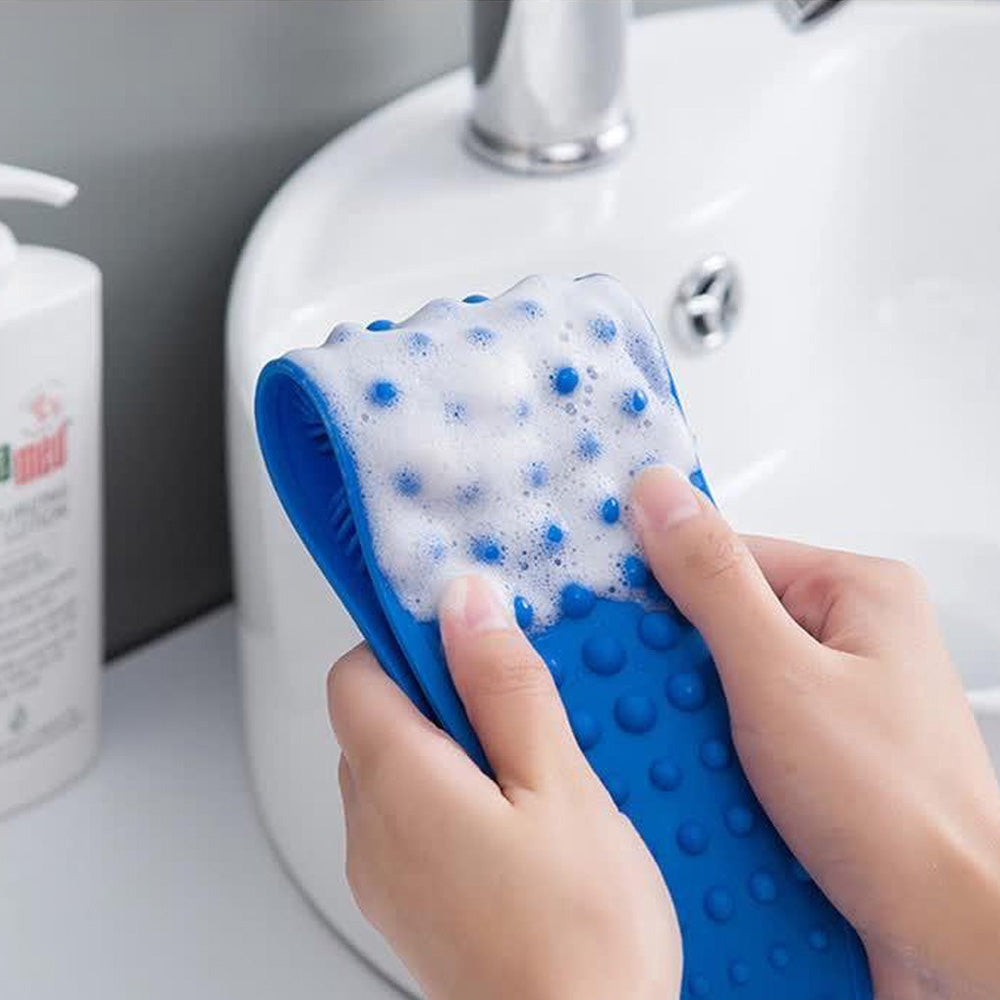 Exfoliating Silicone Wet & Dry Body Scrubber Brush Blue 2