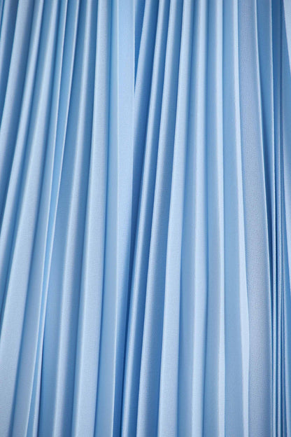 Reyna | Powder Blue Pleated Chiffon Cold-Shoulder Maxi Dress