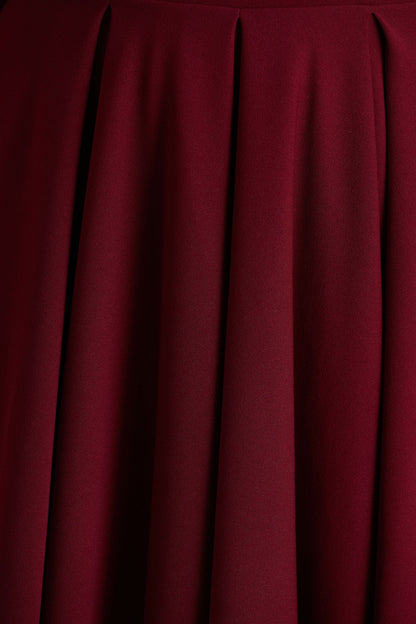 Isabella | Burgundy Bardot-Neck Midi Dress