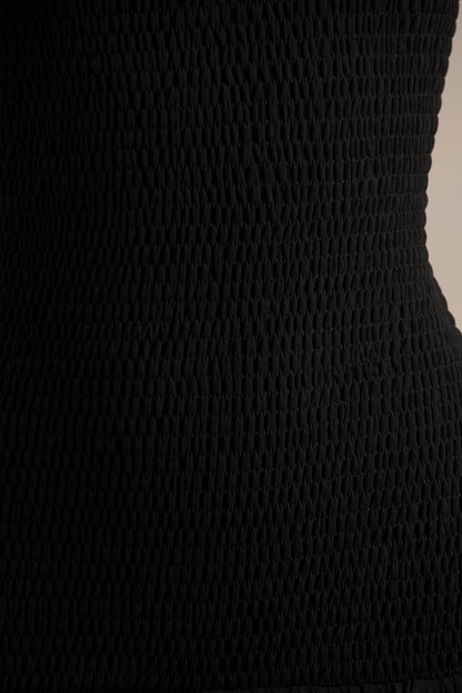 Maeva | Black Square-Neck Fishtail Maxi Dress With Ruched Detailing