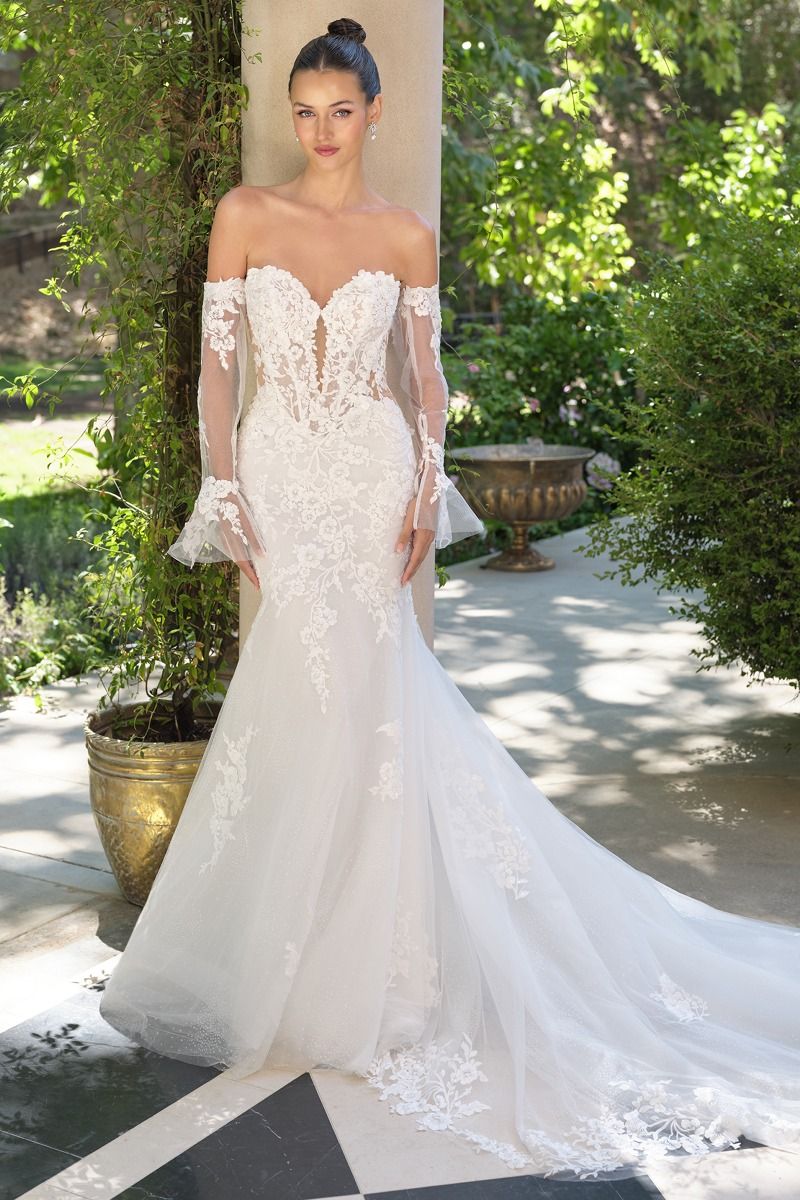 WL065 Hera Lace Mermaid Gown With Removable Sleeves Andrea & Leo